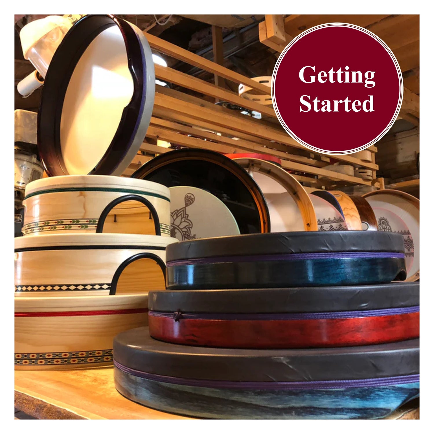 assortment of Cooperman frame drums