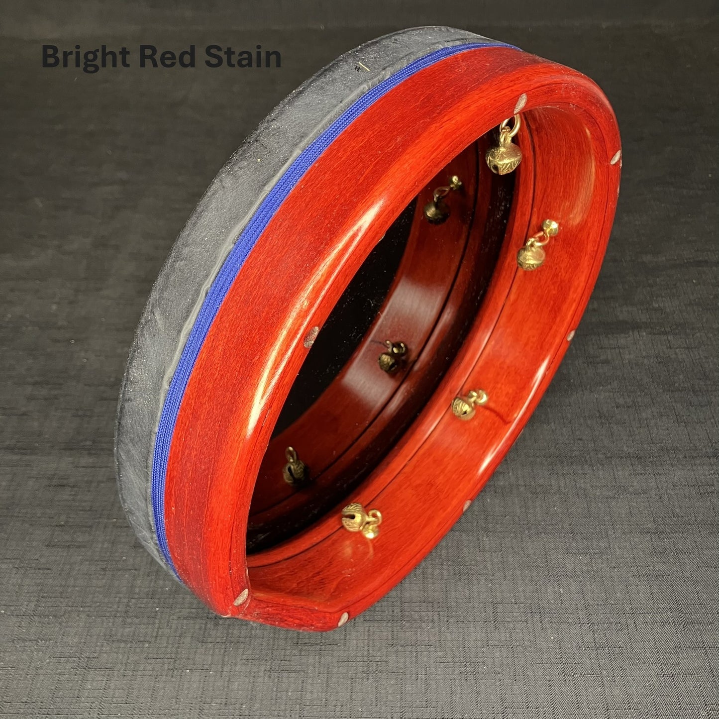frame drum bright red stain sample