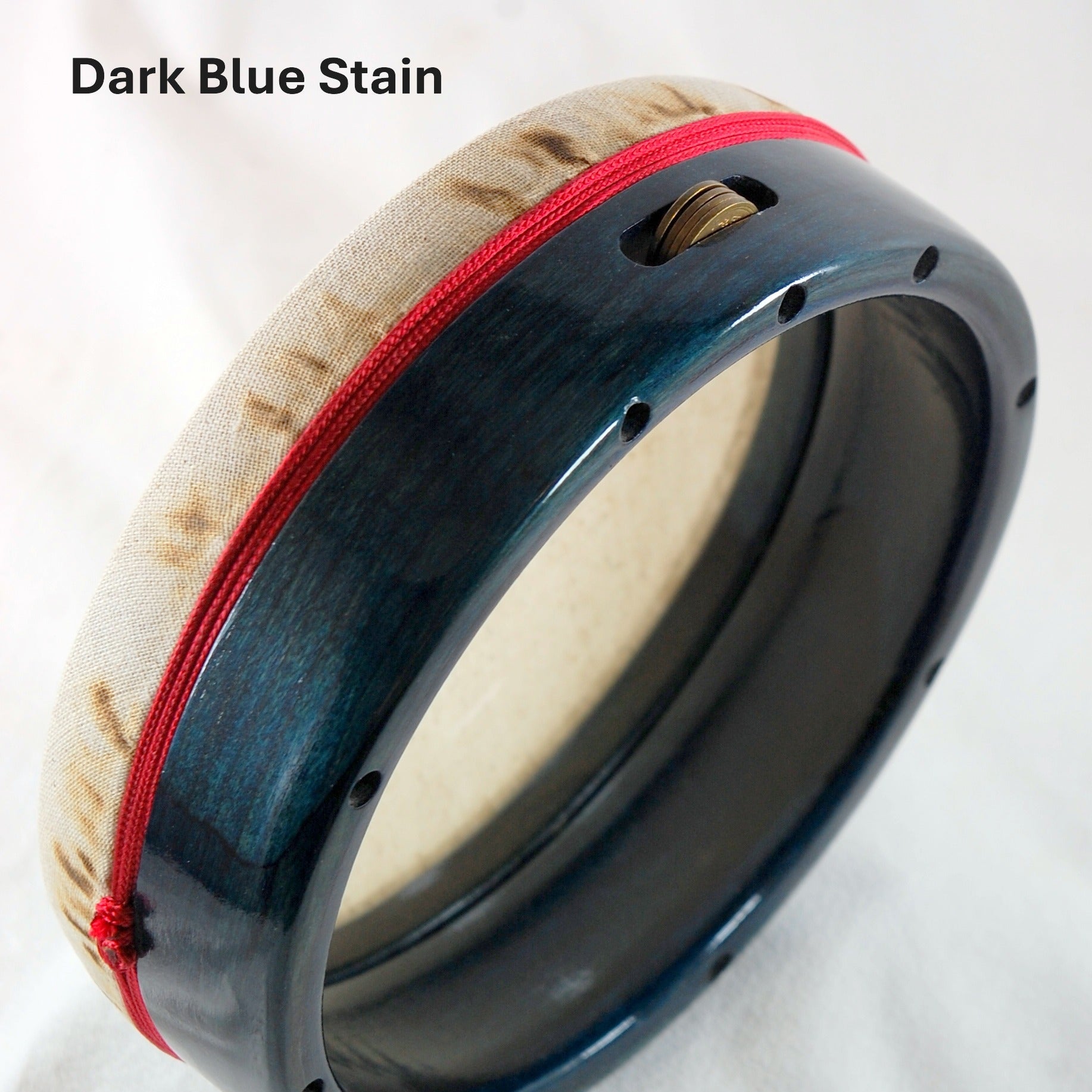 frame drum dark blue stain sample
