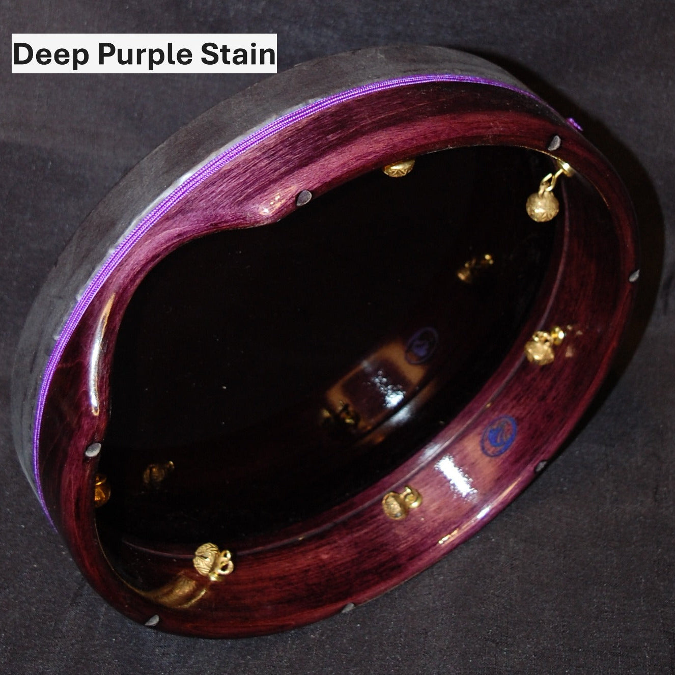 frame drum deep purple stain sample