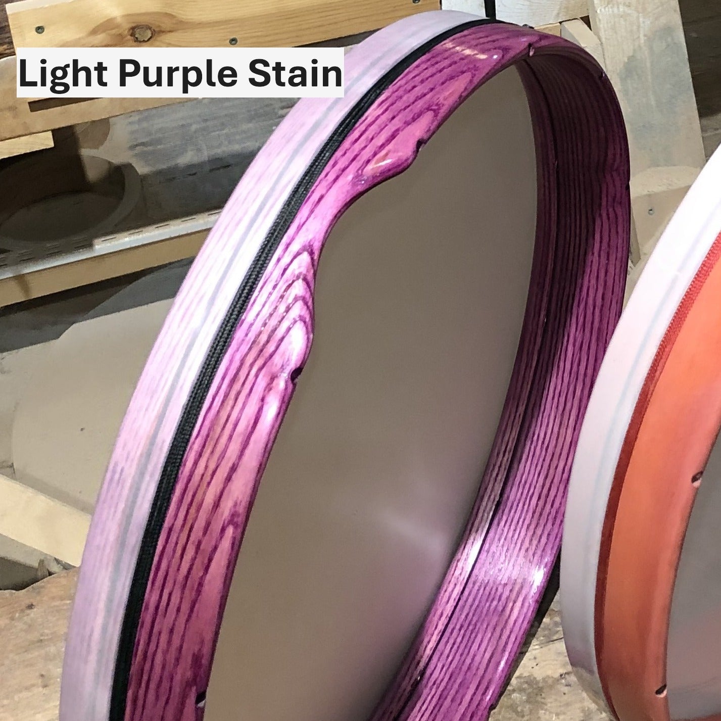 frame drum light purple stain sample