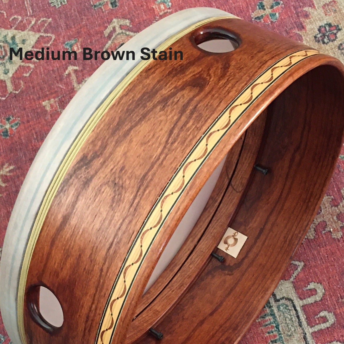 frame drum, medium brown stain sample