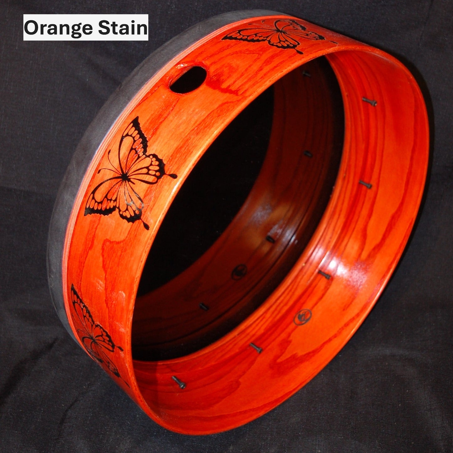 frame drum orage stain sample