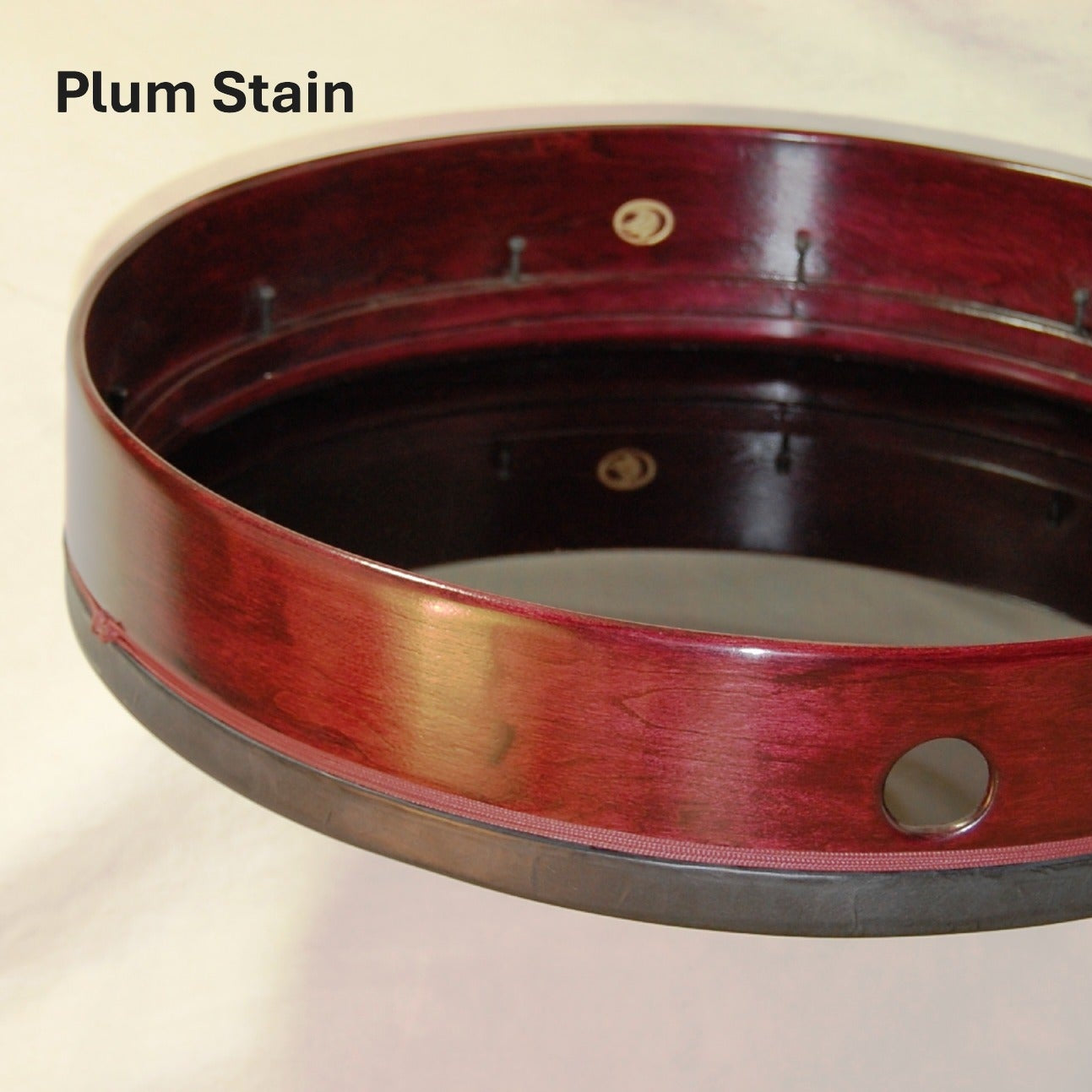 frame drum plum stain sample