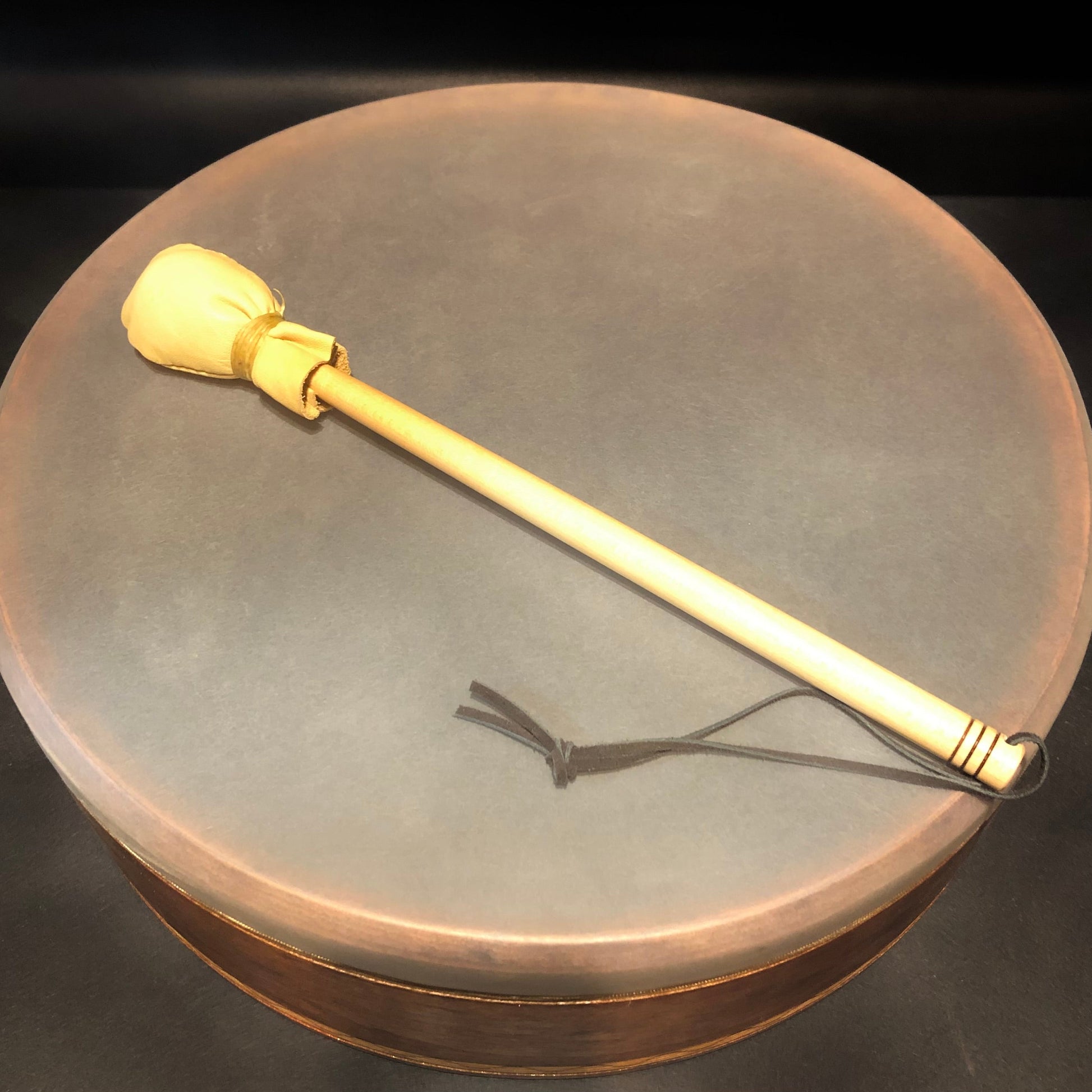 soft mallet on frame drum